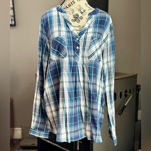 Weatherproof Blue and White Checkered Blouse